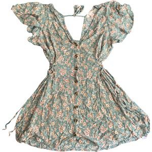 Teal floral summer dress